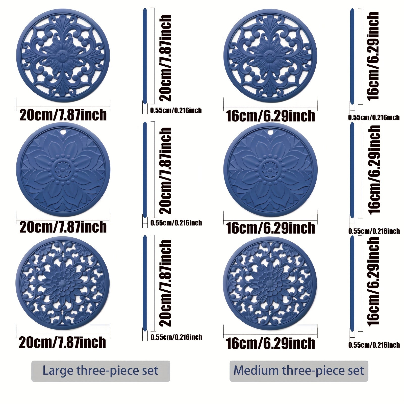 Heat-Resistant Non-Slip Silicone Trivet Set (3-Piece)