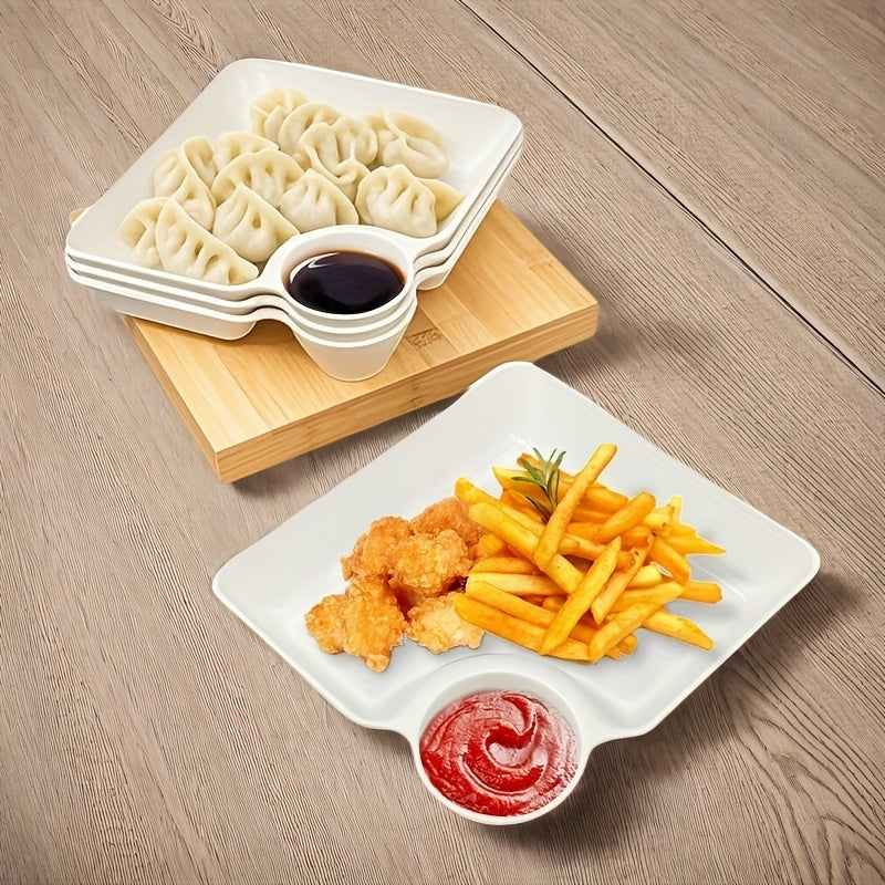 Non-Breakable Microwave & Dishwasher-Safe Divided Snack Plates (Pack of 4)