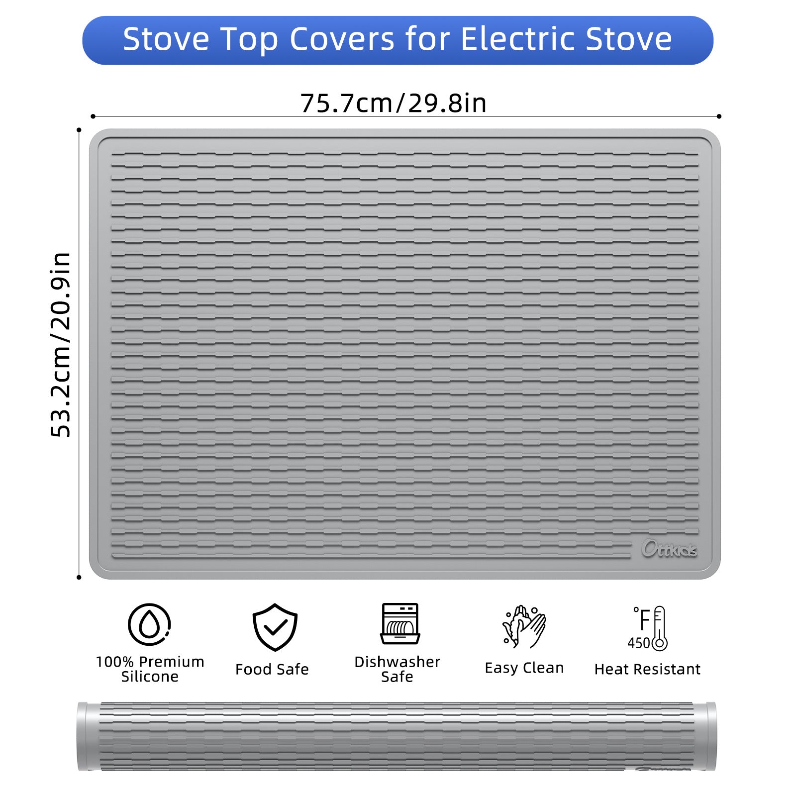 Thick Anti-Slip Silicone Stovetop Protector & Drying Mat (30x21 in)