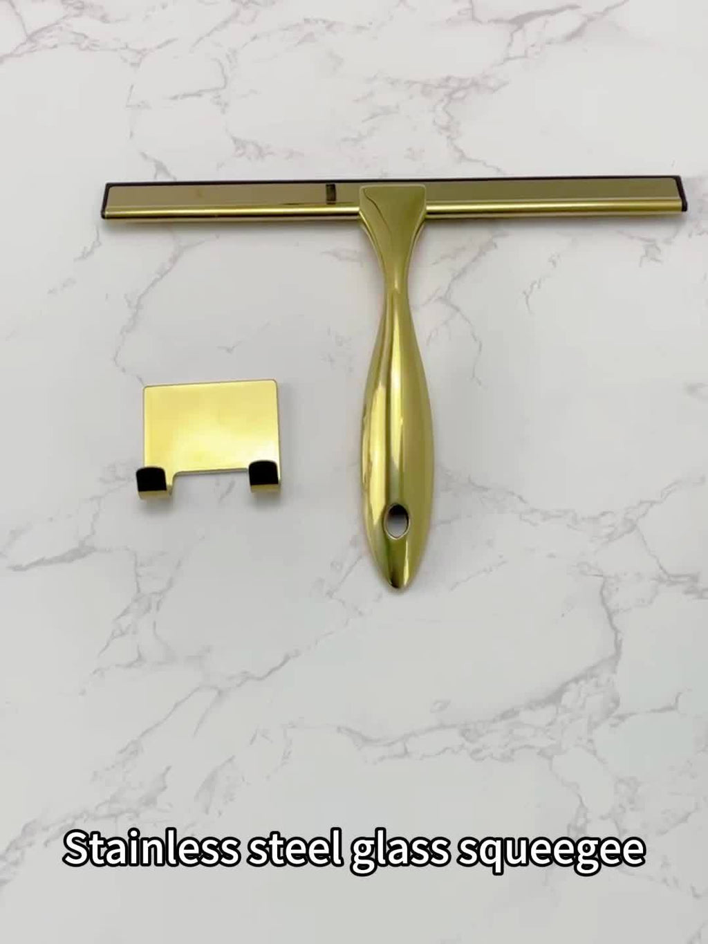 Brass & Stainless Steel Shower Squeegee (10-Inch, Square Hook)