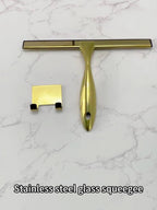 Brass & Stainless Steel Shower Squeegee (10-Inch, Square Hook)