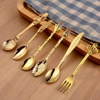 Vintage Carved Metal Dessert Spoon Set (6-Piece)