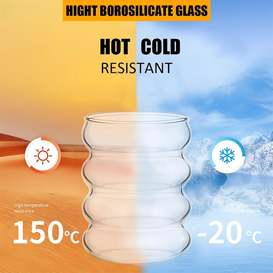 High Borosilicate Microwave & Dishwasher-Safe Ripple Tumbler (11.8 fl oz)