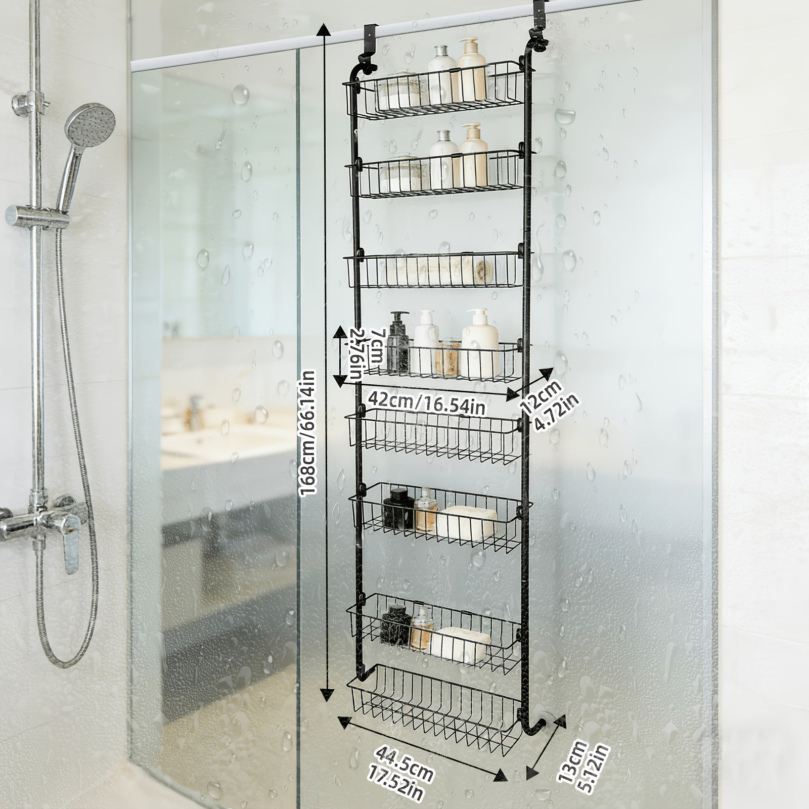 Heavy-Duty Wrought Iron Over-Door Shower Caddy (Multi-Tier)