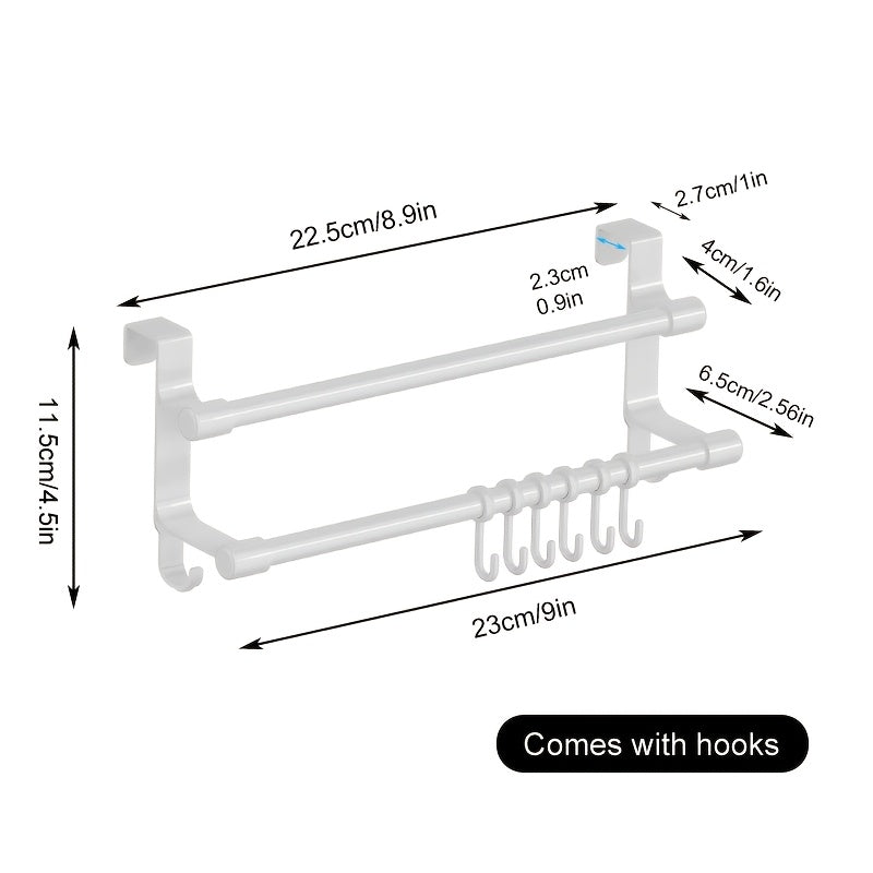 Over-Cabinet No-Drill Double-Bar Towel Rack