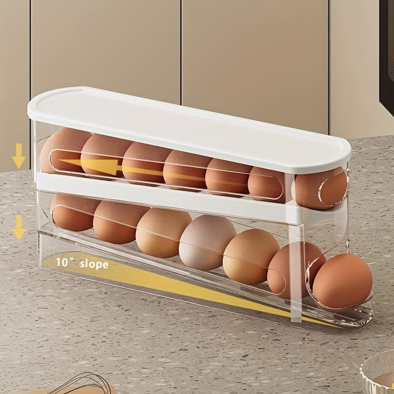 Space-Saving Double-Layer Egg Organizer (Transparent)