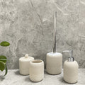Durable Easy-Clean Beige Sandstone Bathroom Accessories Set (4-Piece)