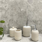 Durable Easy-Clean Beige Sandstone Bathroom Accessories Set (4-Piece)
