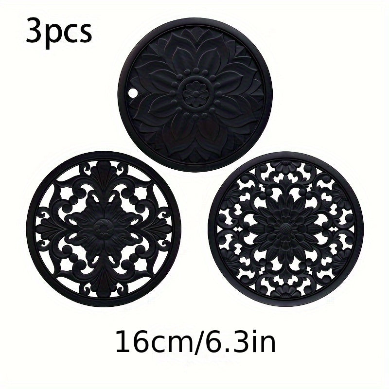 Heat-Resistant Non-Slip Silicone Trivet Set (3-Piece)