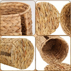 Vertical Woven Rattan Toilet Paper Storage Basket (With Lid)