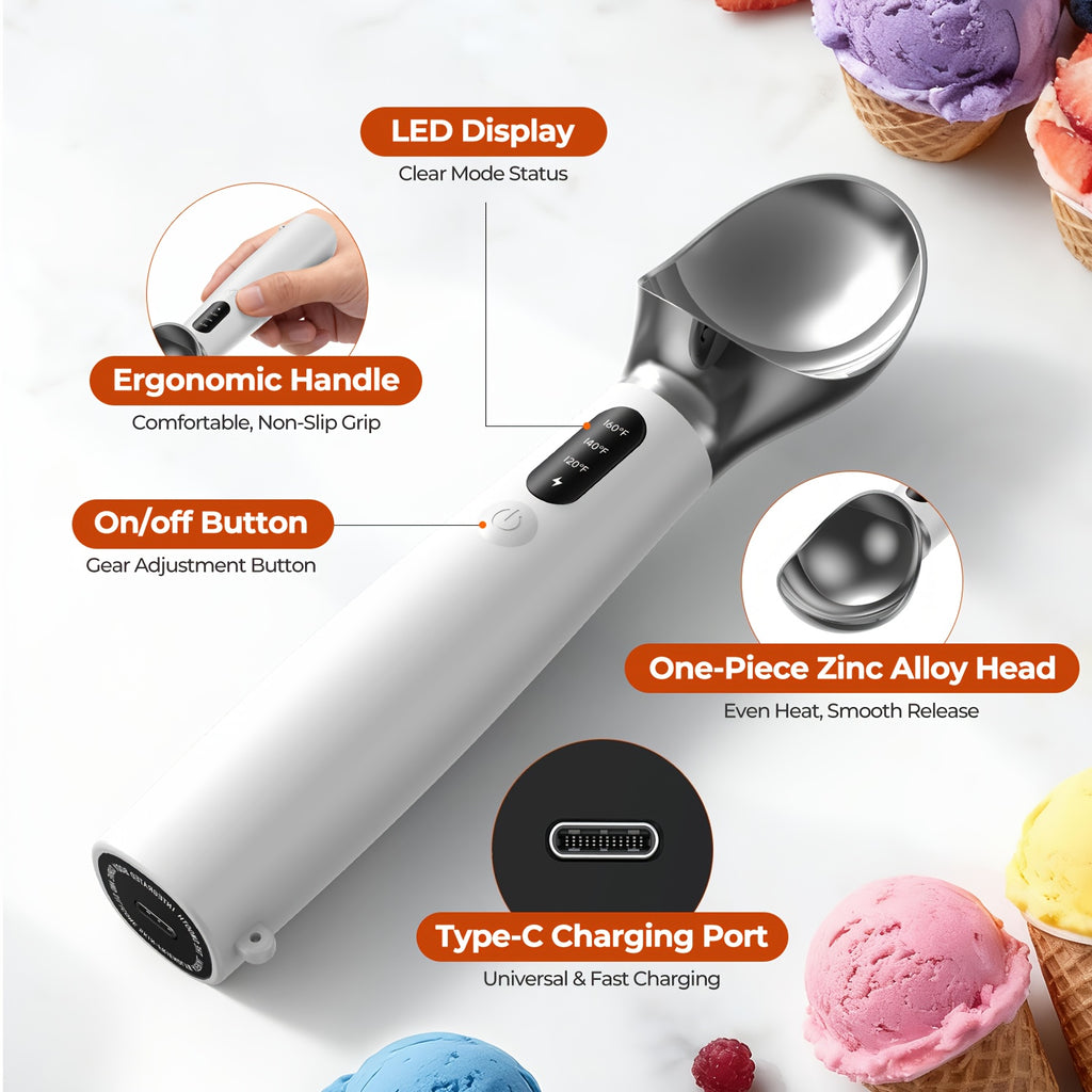 Heated USB-C Rechargeable Silicone Ice Cream Scoop