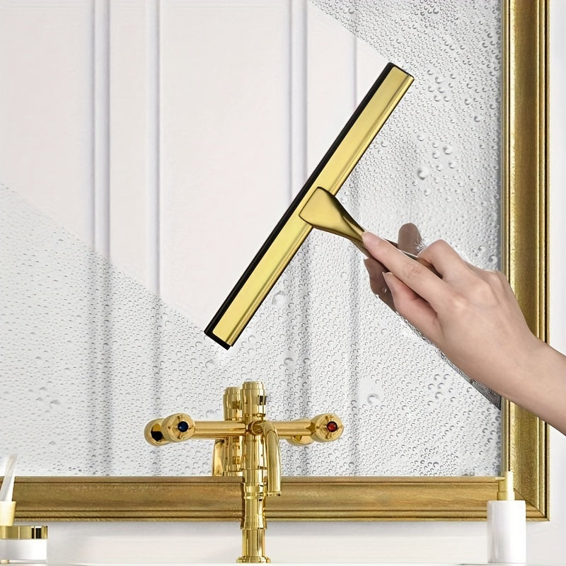 Brass & Stainless Steel Shower Squeegee (10-Inch, Square Hook)