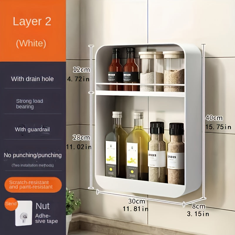 Durable Cast Iron & Plastic Wall-Mounted Bathroom Shelf (2 or 3 Layers)