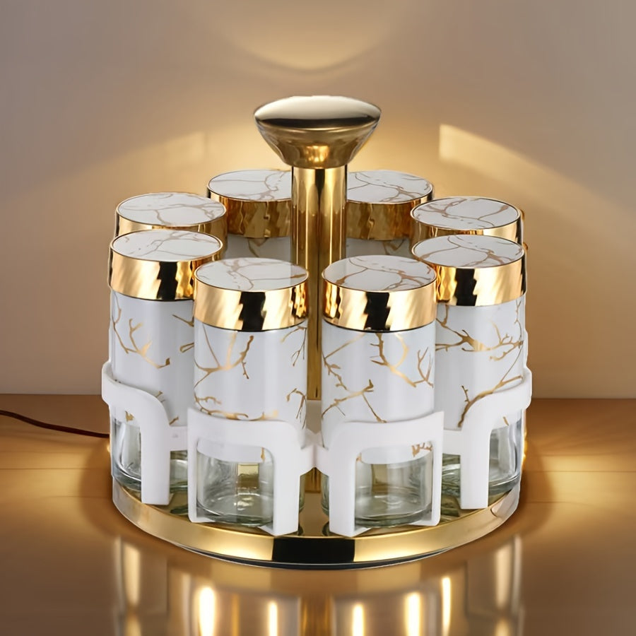 Clear Glass Rotating Multi-Hole Spice Jar Set (8-Piece)