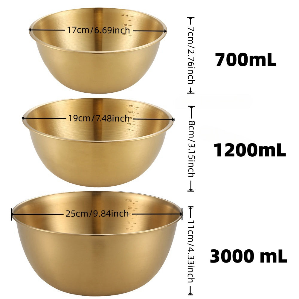 201 Stainless Steel Oven-Safe Mixing Bowls (Set of 3)