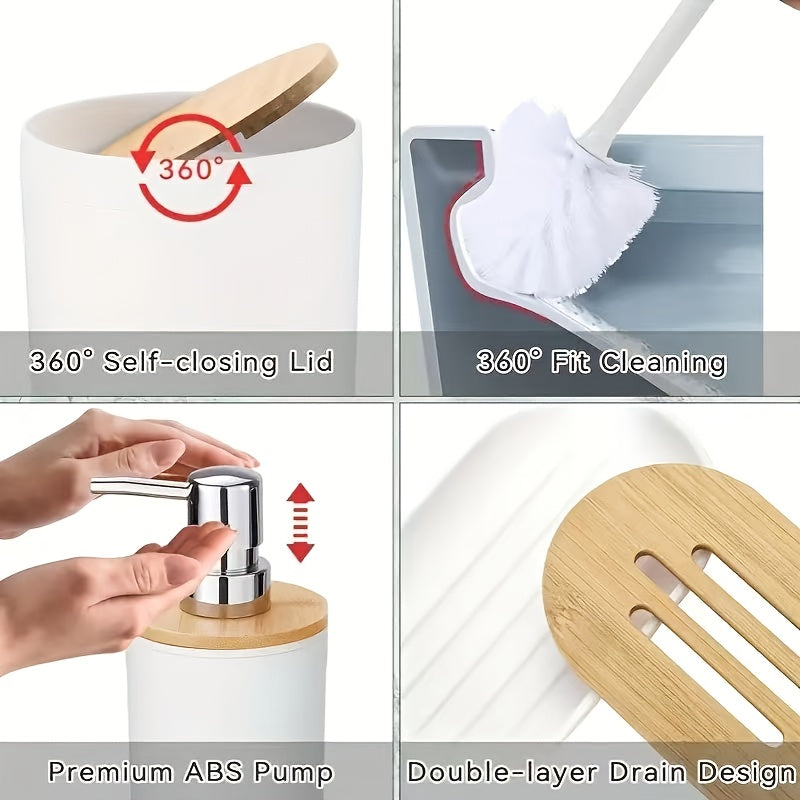 Complete 9-Piece Durable Plastic Bathroom Accessory Set