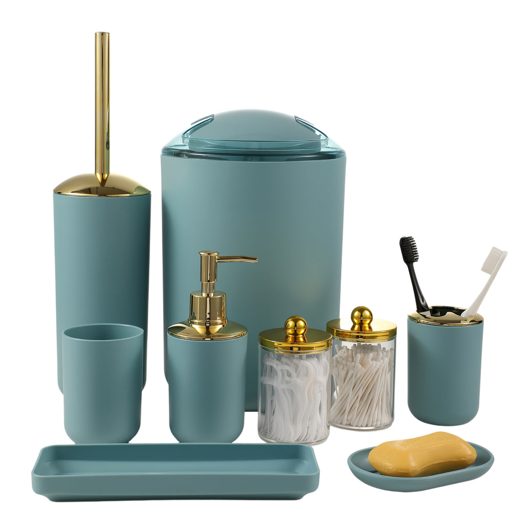 Durable Plastic 9-Piece Bathroom Accessory Set