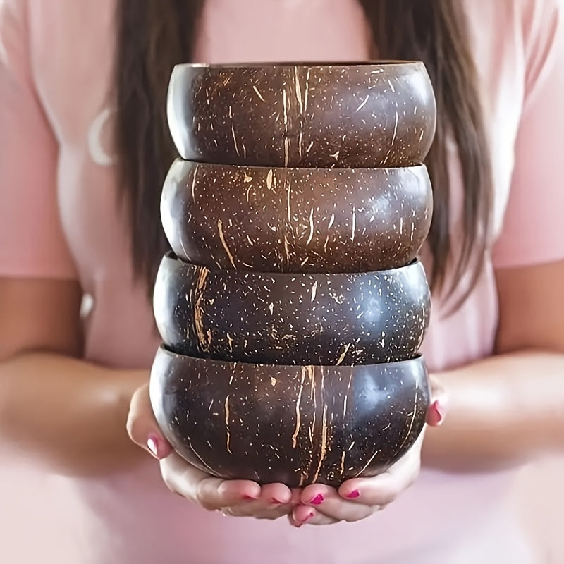 Handmade Polished Coconut Bowls (Set of 4)