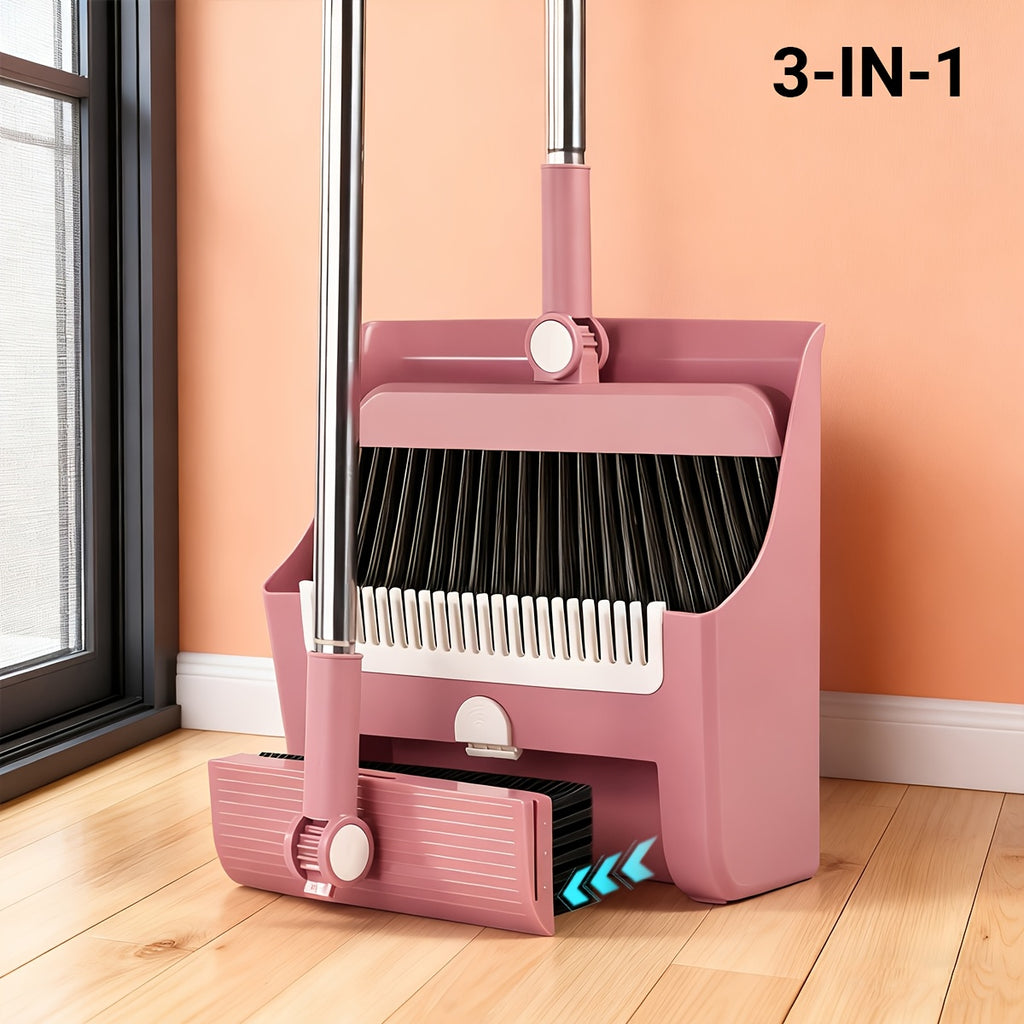 Three-in-One Hair-Resistant Broom & Dustpan (Set of 3)