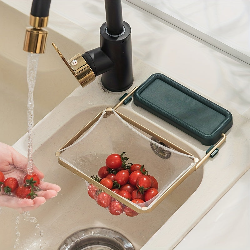Foldable Metal Sink Strainer Rack (Includes 50 Disposable Mesh Bags)