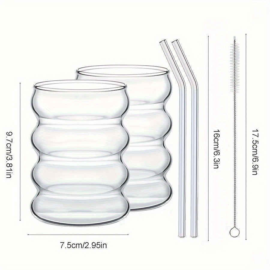 High Borosilicate Microwave & Dishwasher-Safe Ripple Tumbler (11.8 fl oz)