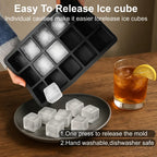 Leak-Proof Food-Grade Silicone Stackable Ice Cube Tray (15-Cube)
