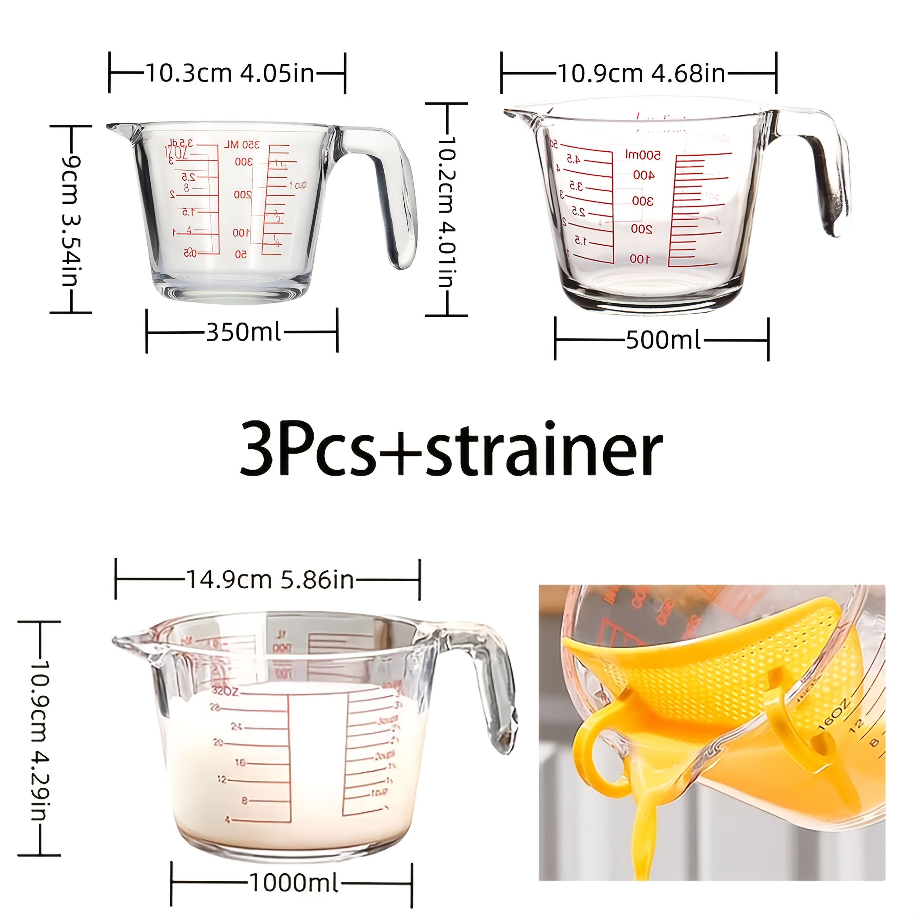 Heat-Resistant Glass Measuring Cups (Set of 3)