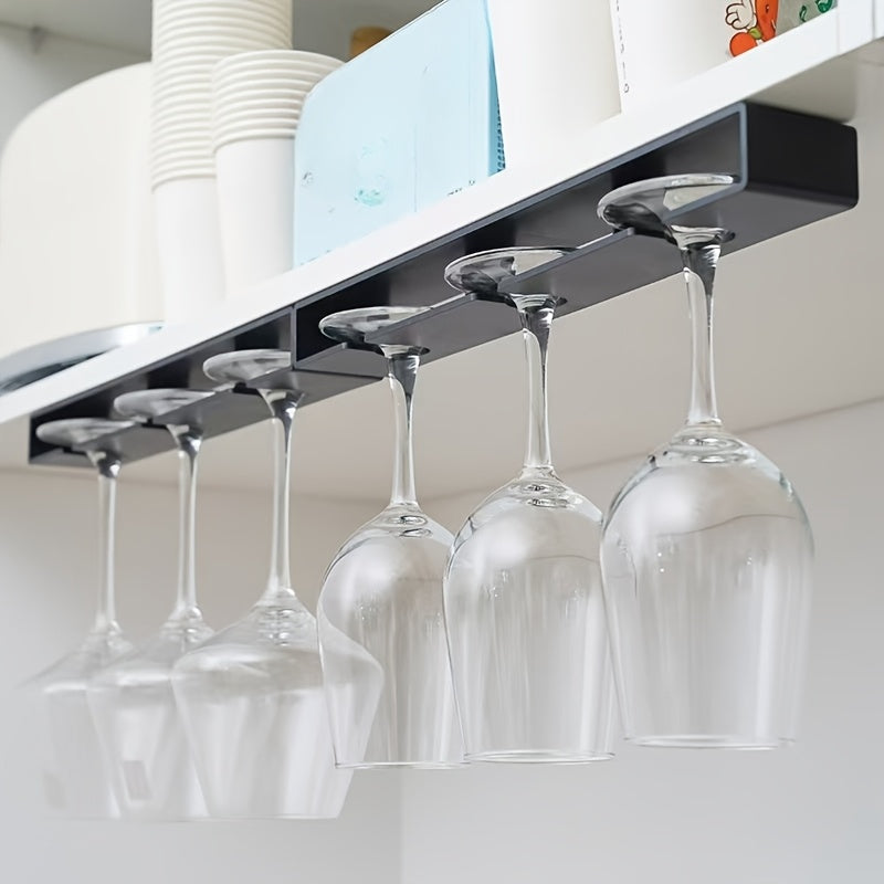 No-Drill Space-Saving Under-Cabinet Wine Glass Rack