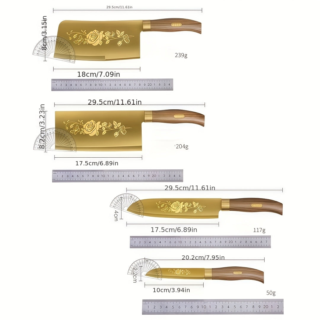 Titanium-Coated Alloy Steel Knife Set (7-Piece, Block & Sharpener)