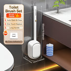 Hygienic Auto-Open/Close Wall-Mounted Toilet Brush Set (6 Replaceable Heads)