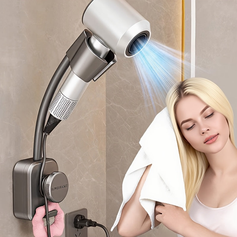 No-Drill Suction Cup Metal Swivel Hair Dryer Holder