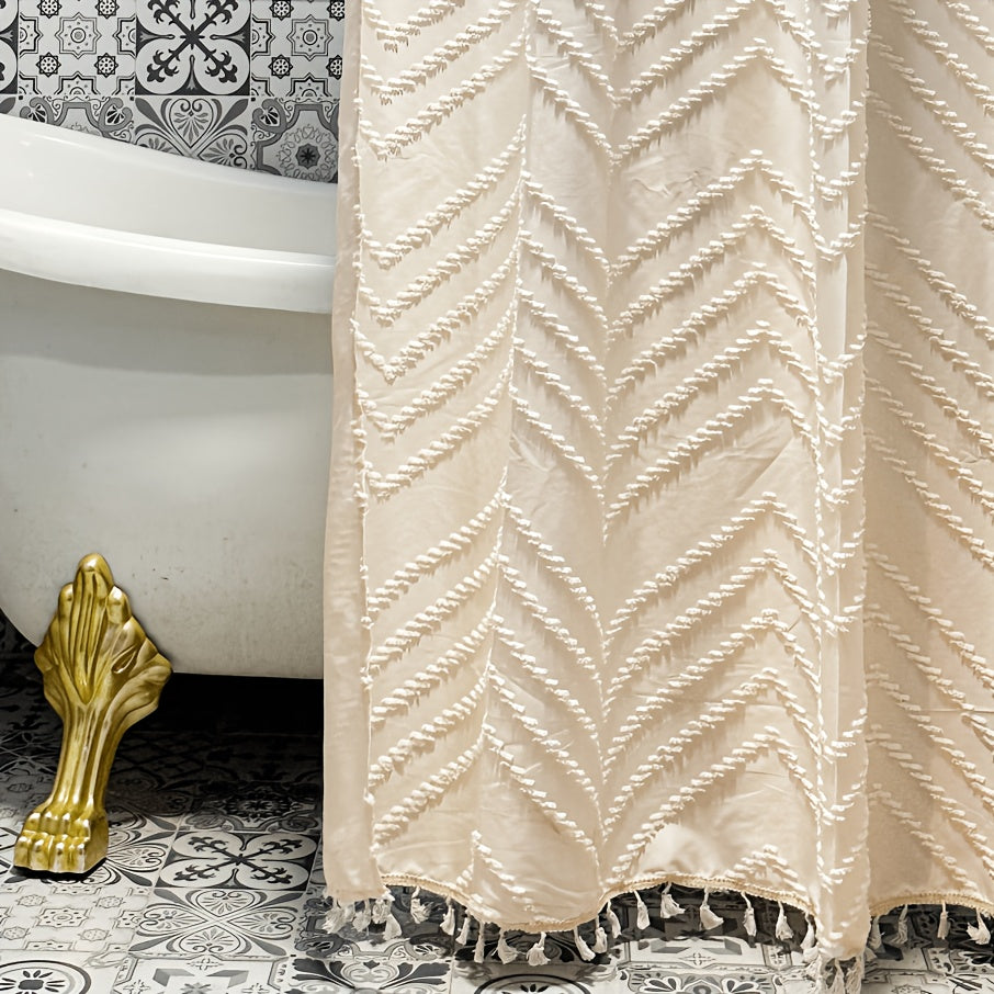 Bohemian 3D Floral Tassel Polyester Shower Curtain (70 x 70 in)