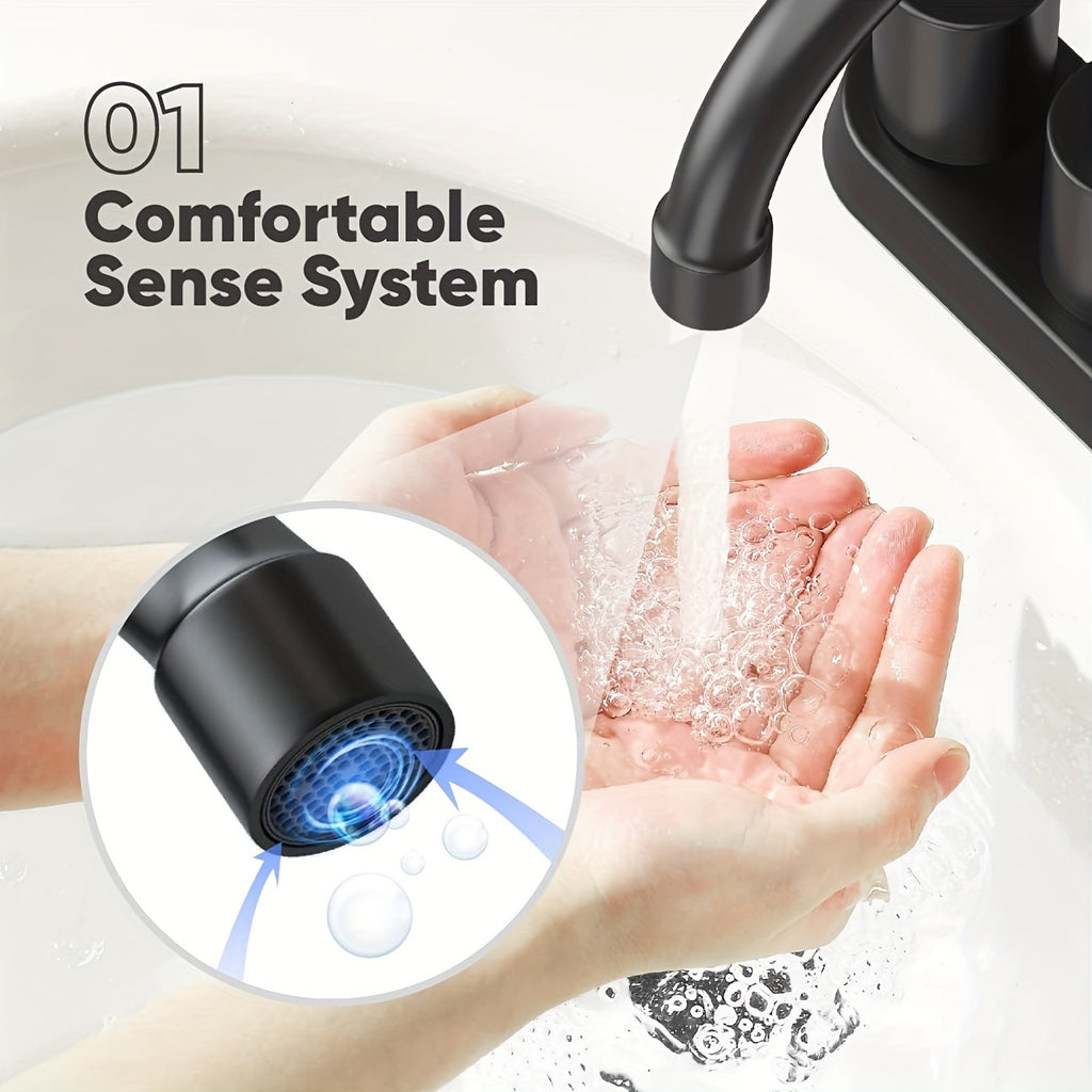 Brass 360° Swivel Bathroom Faucet (4-Inch Centerset)
