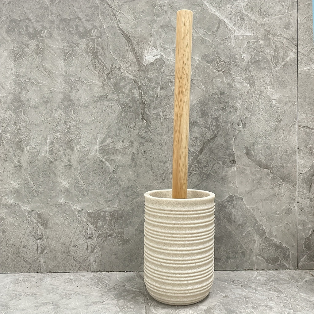 Space-Saving Freestanding Resin & Wood Bathroom Set (4-Piece)