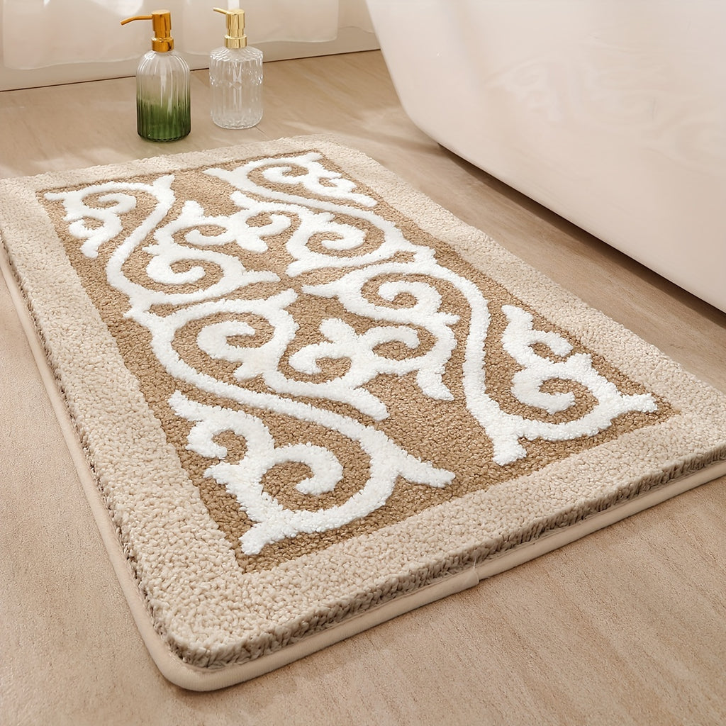Extra-Soft Absorbent Polyester Bath Mat (Non-Slip TPR Backing)