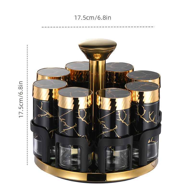 Clear Glass Rotating Multi-Hole Spice Jar Set (8-Piece)