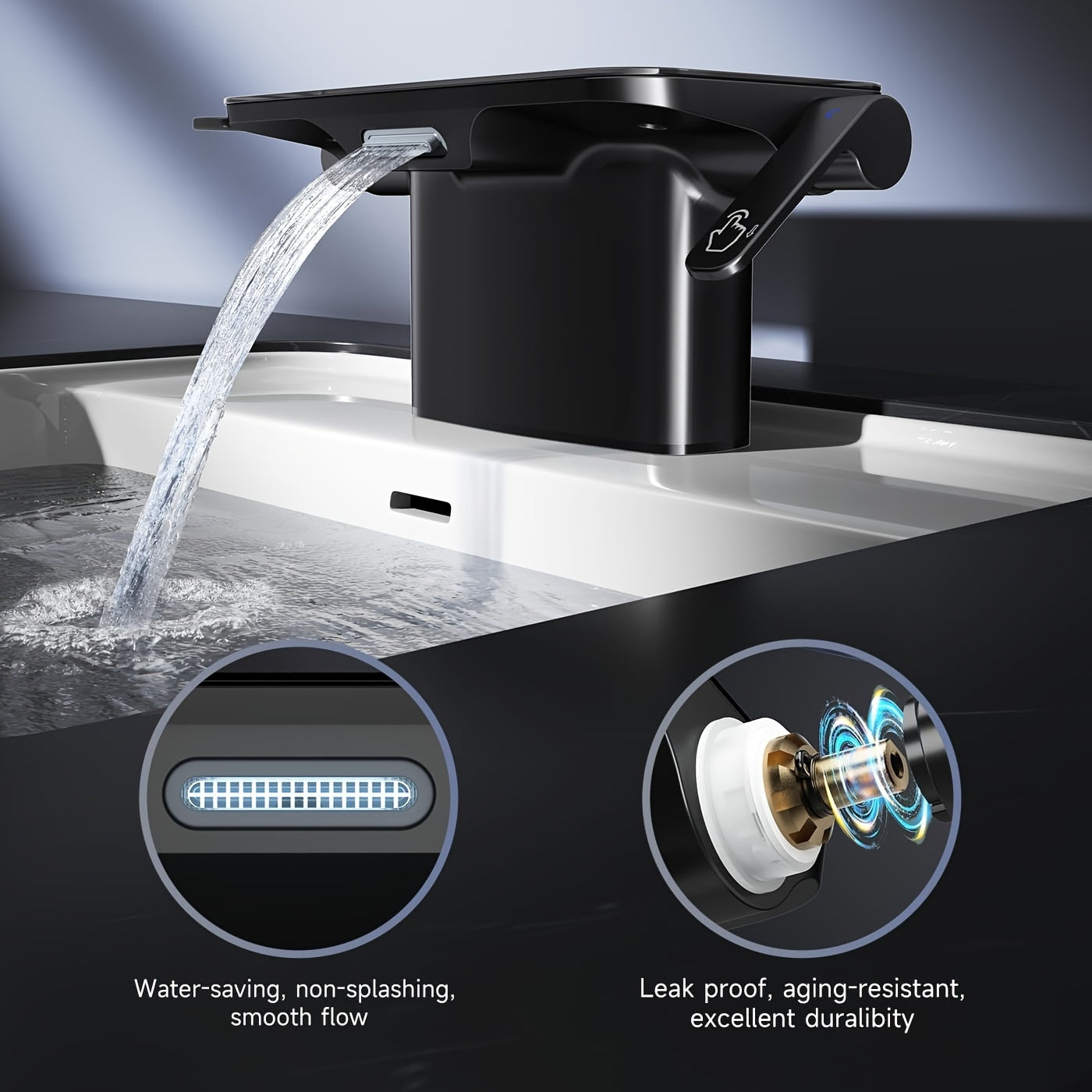 Matte Black Dual-Handle Water-Saving Bathroom Faucet (4-Inch Centerset)