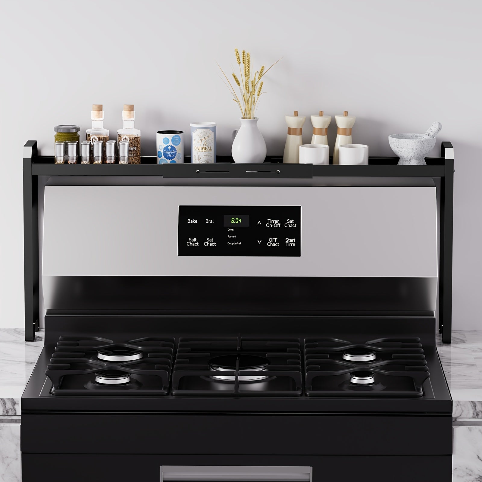 Expandable & Adjustable Powder-Coated Stove Shelf