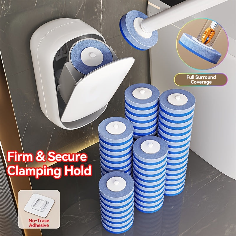 Hygienic Auto-Open/Close Wall-Mounted Toilet Brush Set (6 Replaceable Heads)