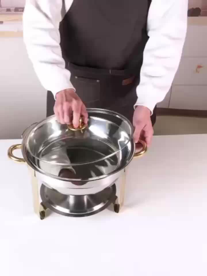 Titanium-Plated Stainless Steel Buffet Hot Pot Set (95% Pre-Assembled)
