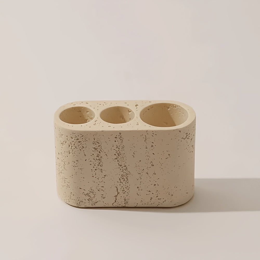 Textured Resin Three-Hole Toothbrush Holder