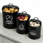 Ventilated Flip-Top Iron Vegetable Storage Jars (Set of 3)