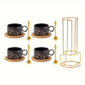 Stackable Marble Ceramic Coffee Cups (Set of 4)