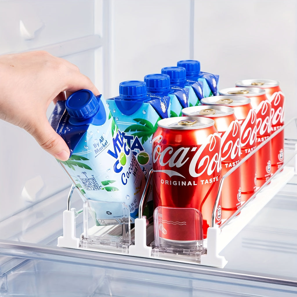 Auto-Push Slide Rail & Adjustable Divider Fridge Can Dispenser