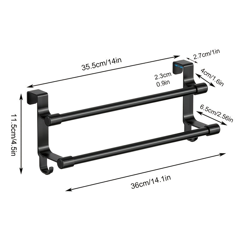 Over-Cabinet No-Drill Double-Bar Towel Rack