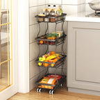 Stackable Metal Fruit & Veg Basket (4/5-Layer, Wheels)