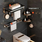 Space-Saving Aluminum Wall-Mounted Shelf & Towel Rack (3-Piece Set)
