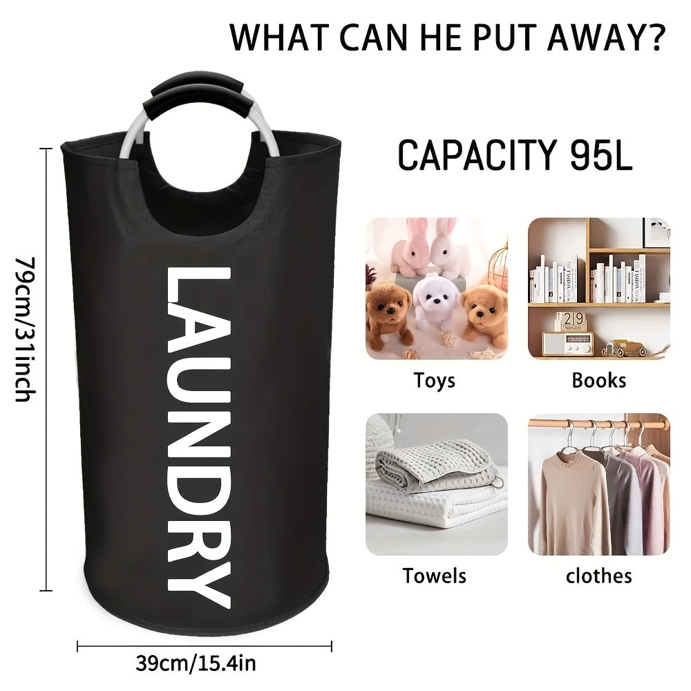 Extra Large Foldable Waterproof Laundry Hamper (Aluminum Loop Handle)