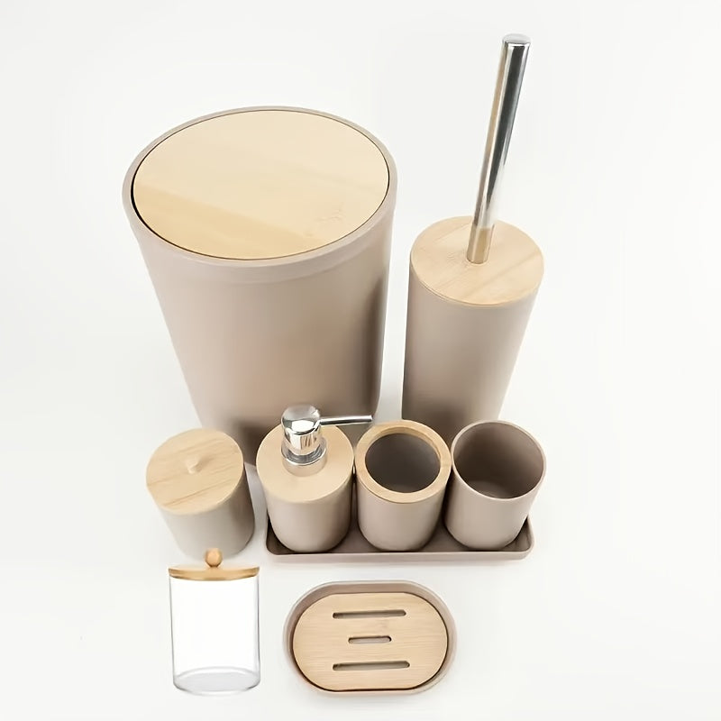 Complete 9-Piece Durable Plastic Bathroom Accessory Set