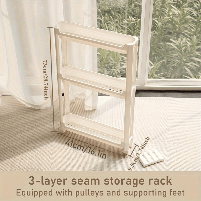Slim Narrow-Slot Rolling Storage Cart (3–4 Tiers)